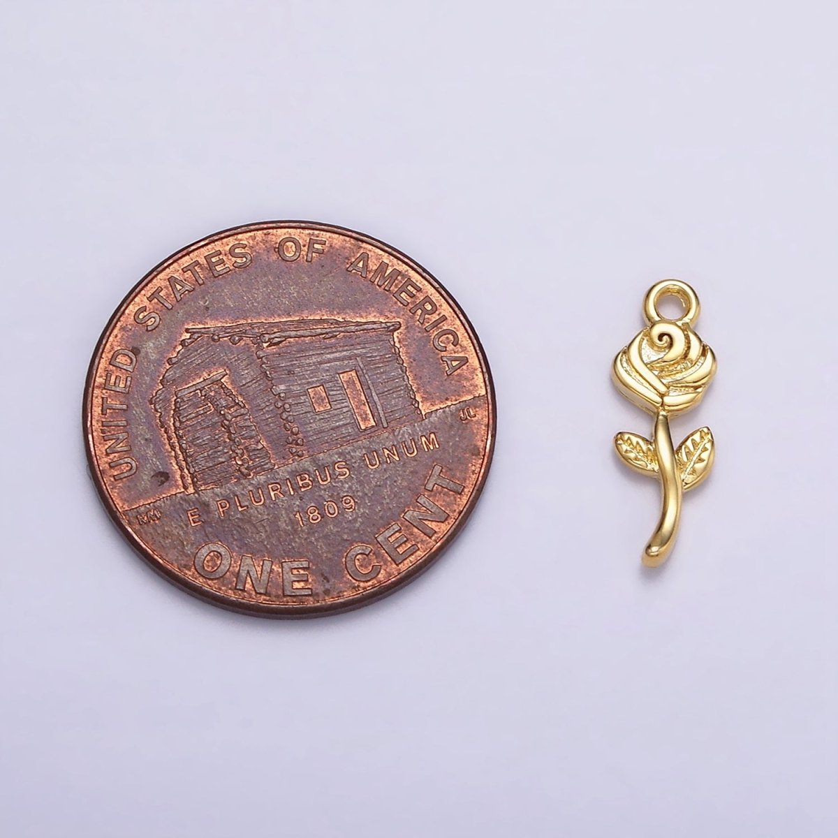 16K Gold Filled Mini Rose Flower Textured Add-On Charm | N-946 - DLUXCA