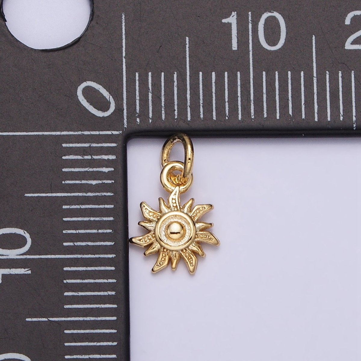 16K Gold Filled Mini Spiral Celestial Sun Dotted Add-On Charm | AC1143 - DLUXCA