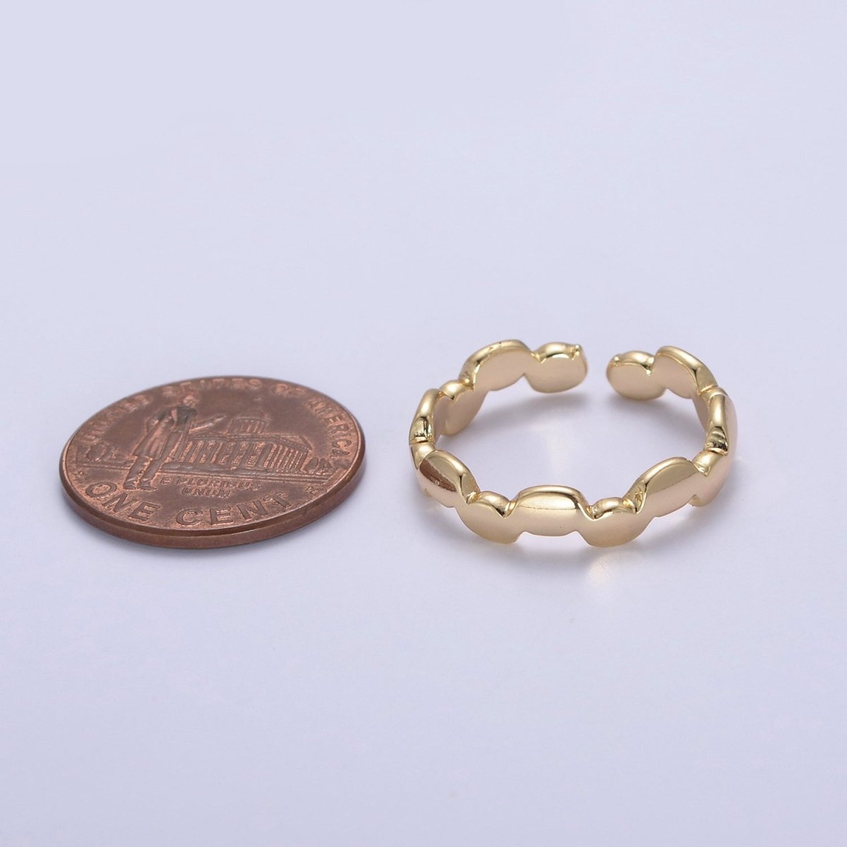 16K Gold Filled Minimalist Abstract Geometric Cloud Open Adjustable Ring U-418 - DLUXCA