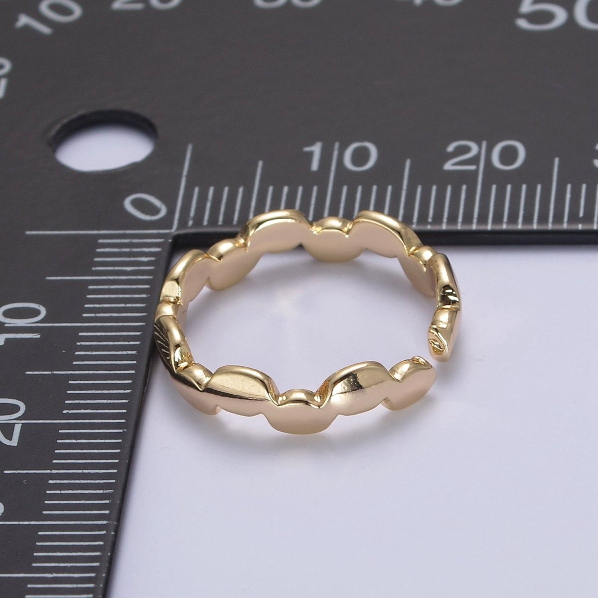 16K Gold Filled Minimalist Abstract Geometric Cloud Open Adjustable Ring U-418 - DLUXCA