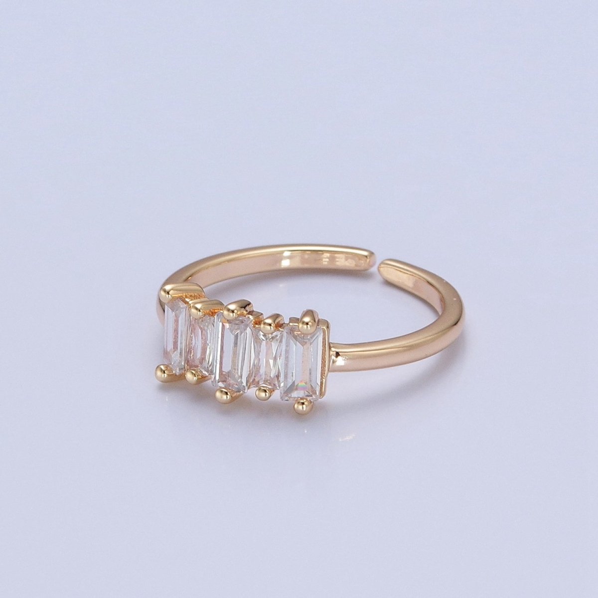 16K Gold Filled Minimalist Gold Baguette Stone Ring | O-739 - DLUXCA