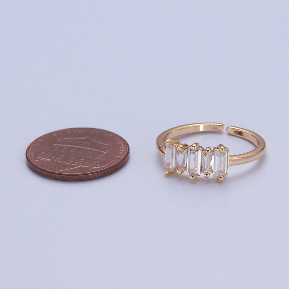 16K Gold Filled Minimalist Gold Baguette Stone Ring | O-739 - DLUXCA