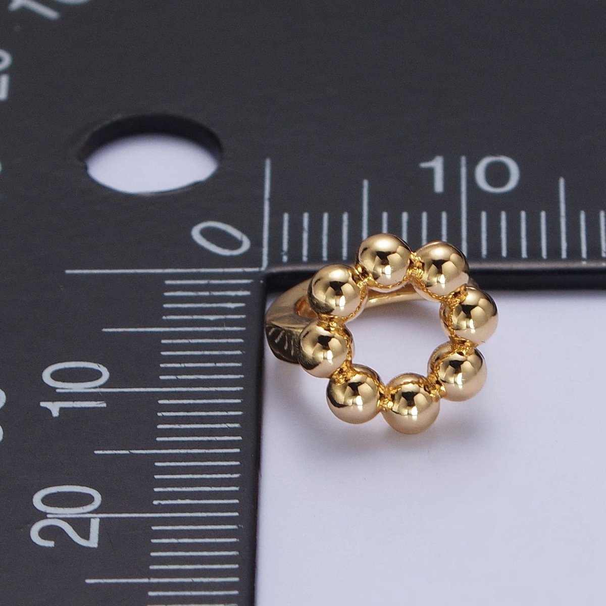 16K Gold Filled Minimalist Round Beaded Bubble Ball Huggie Hoop Earrings | X-849 - DLUXCA