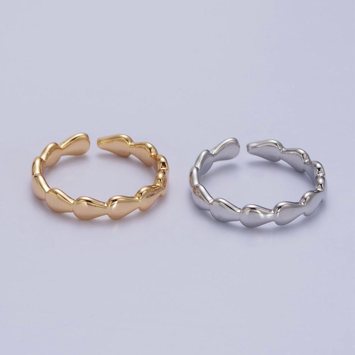 16K Gold Filled Molten Drop Geometric Sideway Minimalist Ring in Gold & Silver | O-643 Y-594 - DLUXCA