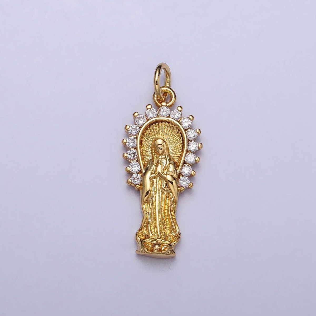 16K Gold Filled Mother Mary Lady Guadalupe CZ Outline Charm in Gold & Silver | AC1280 AC1281 - DLUXCA