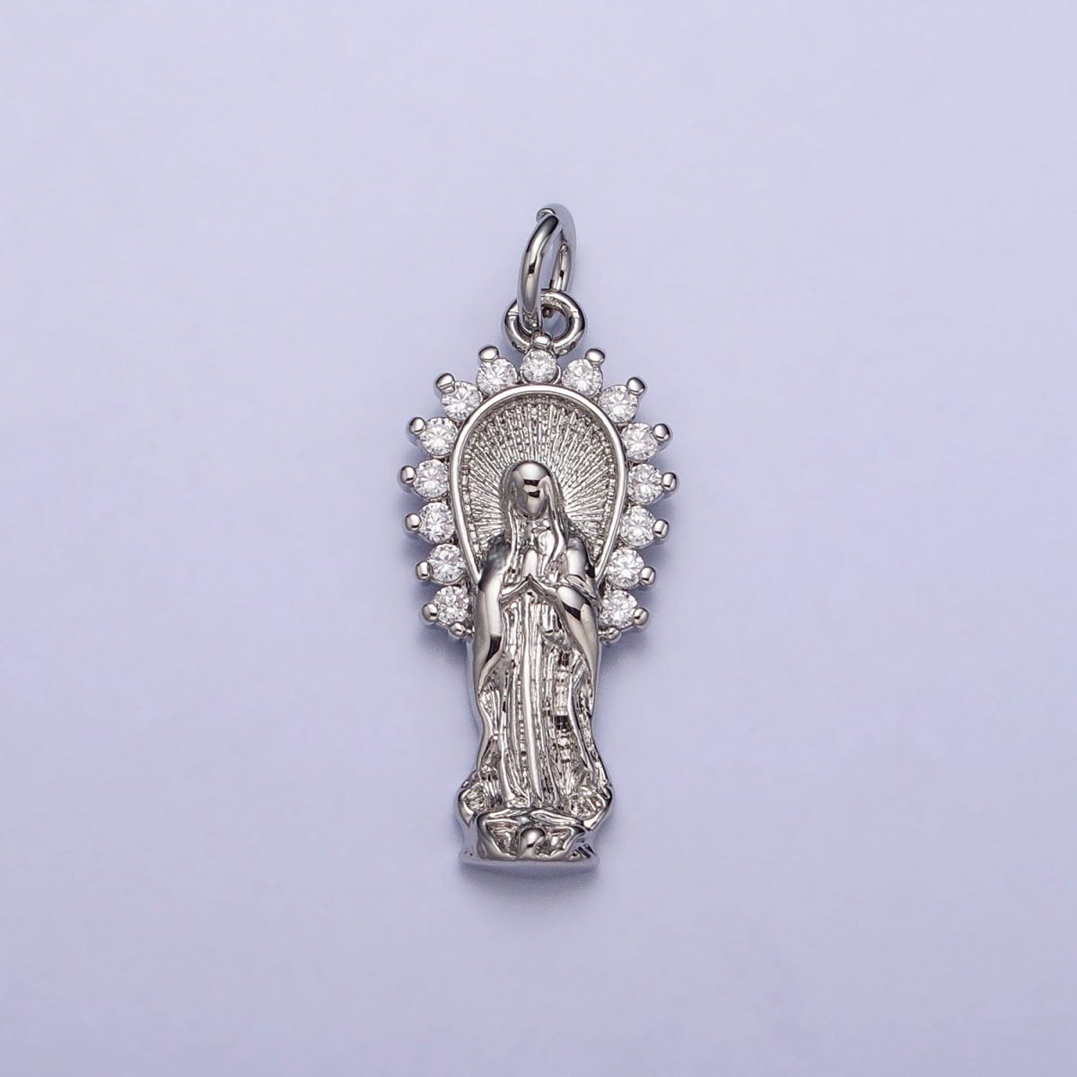 16K Gold Filled Mother Mary Lady Guadalupe CZ Outline Charm in Gold & Silver | AC1280 AC1281 - DLUXCA