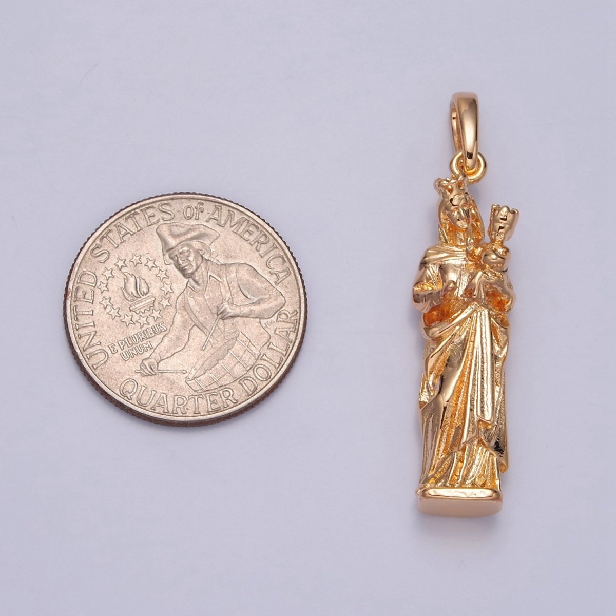 16K Gold Filled Mother Mary with Baby Jesus Charm, Religious Catholic Pendant For DIY Jewelry Making I-070 - DLUXCA