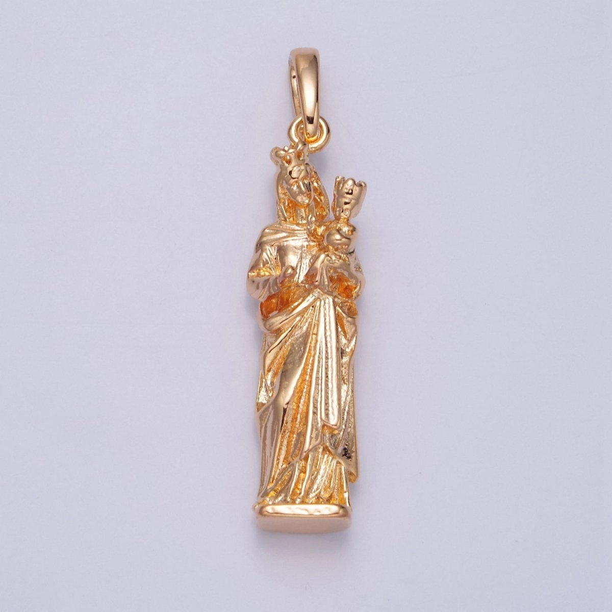 16K Gold Filled Mother Mary with Baby Jesus Charm, Religious Catholic Pendant For DIY Jewelry Making I-070 - DLUXCA
