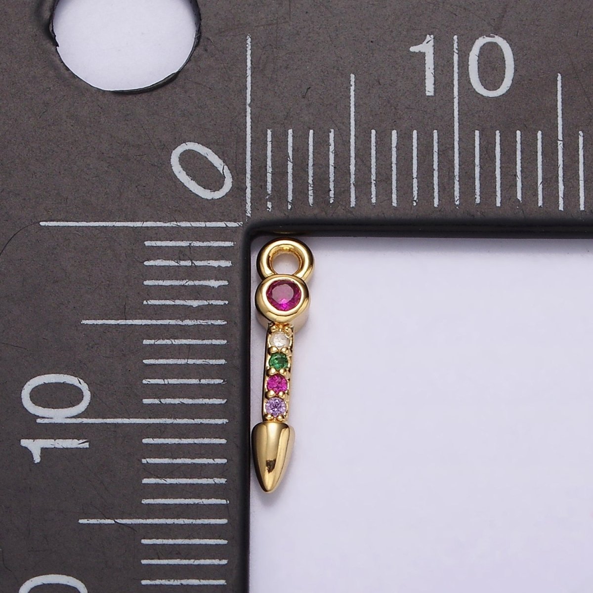 16K Gold Filled Multicolor CZ Micro Paved Arrow Spear Add-On Charm | N952 - DLUXCA