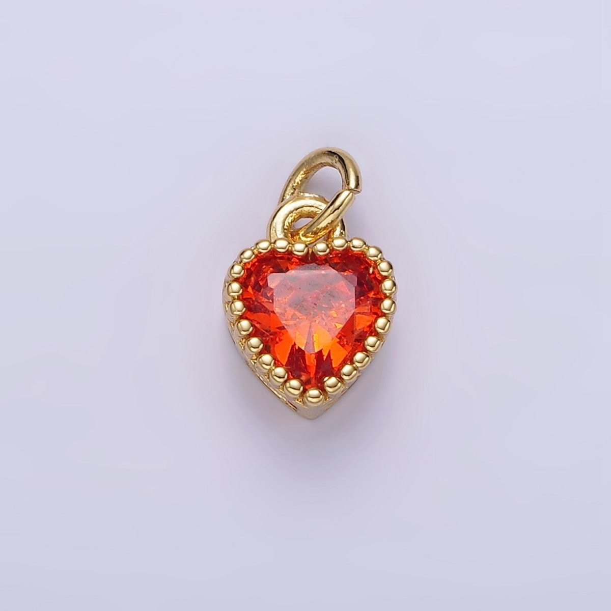 16K Gold Filled Multifaceted Birthstone CZ Heart Personalized Charm | N1056 - N1063 - DLUXCA