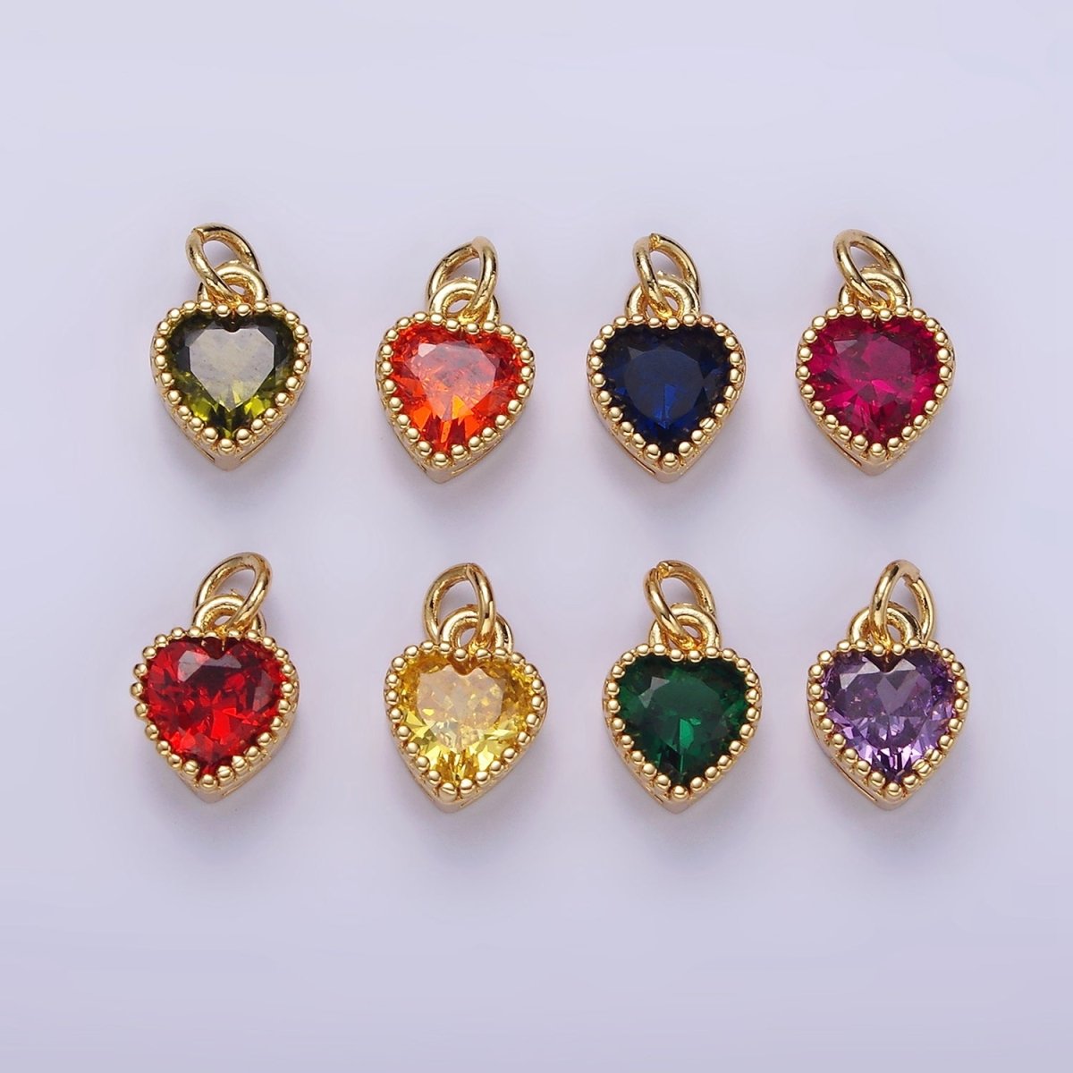 16K Gold Filled Multifaceted Birthstone CZ Heart Personalized Charm | N1056 - N1063 - DLUXCA