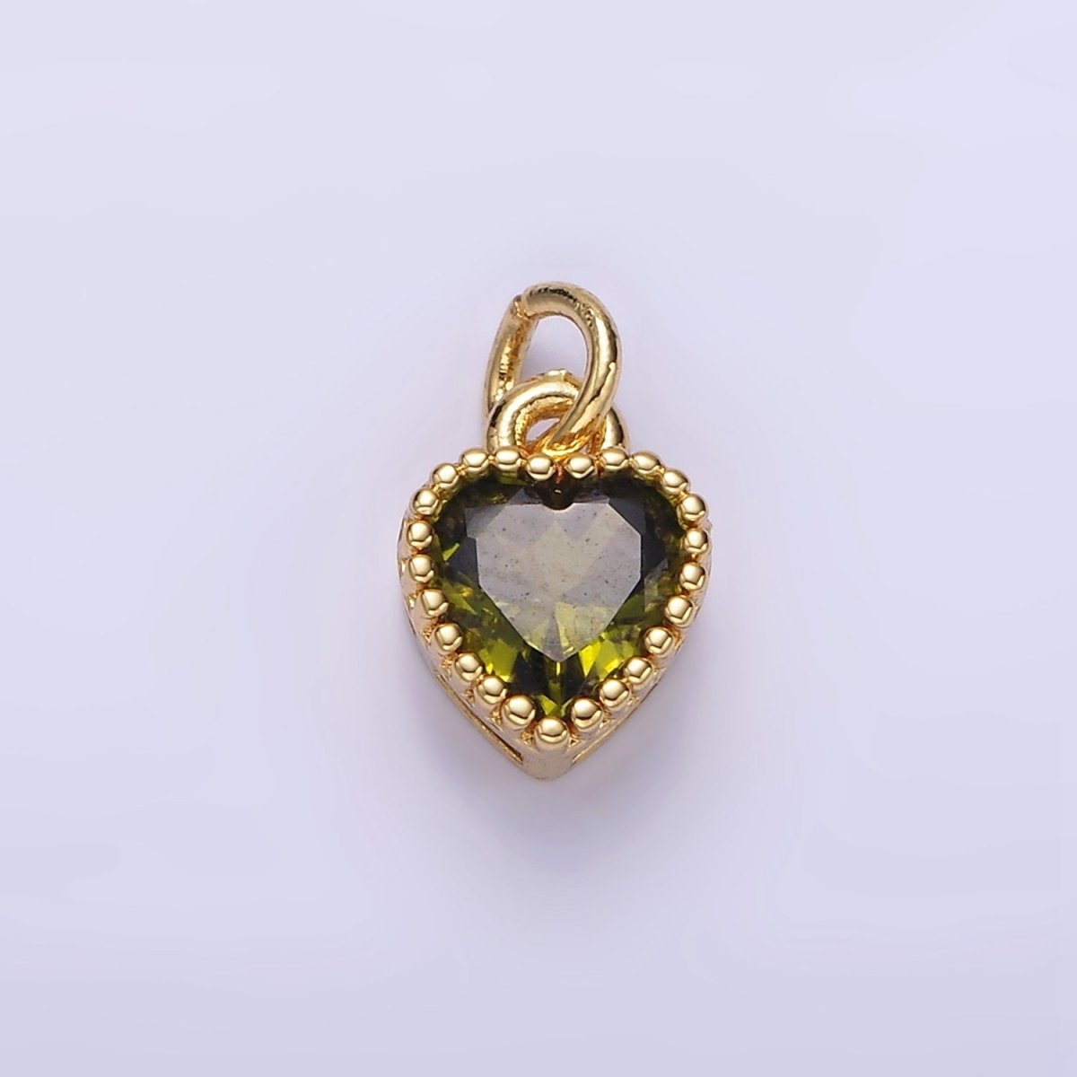 16K Gold Filled Multifaceted Birthstone CZ Heart Personalized Charm | N1056 - N1063 - DLUXCA