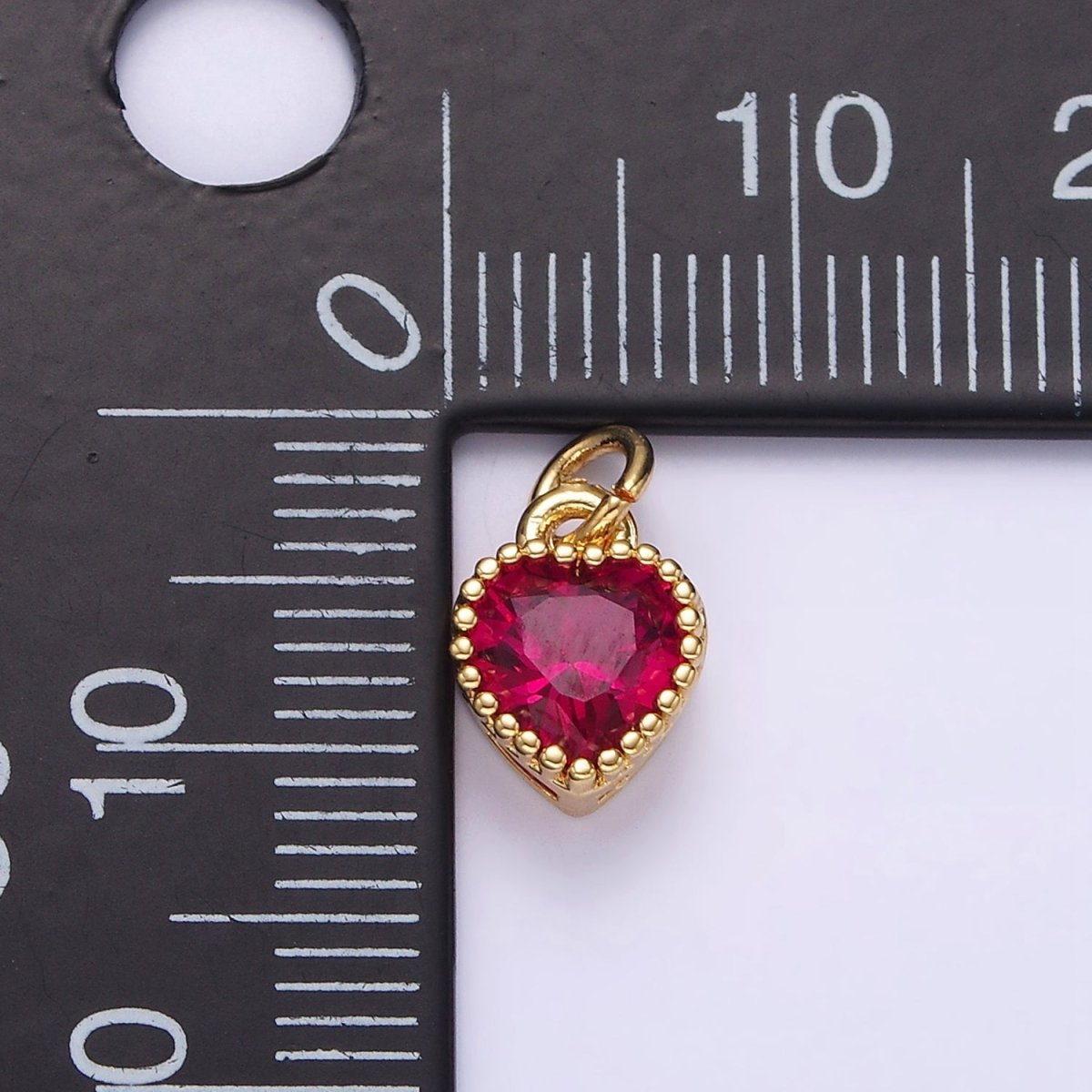 16K Gold Filled Multifaceted Birthstone CZ Heart Personalized Charm | N1056 - N1063 - DLUXCA