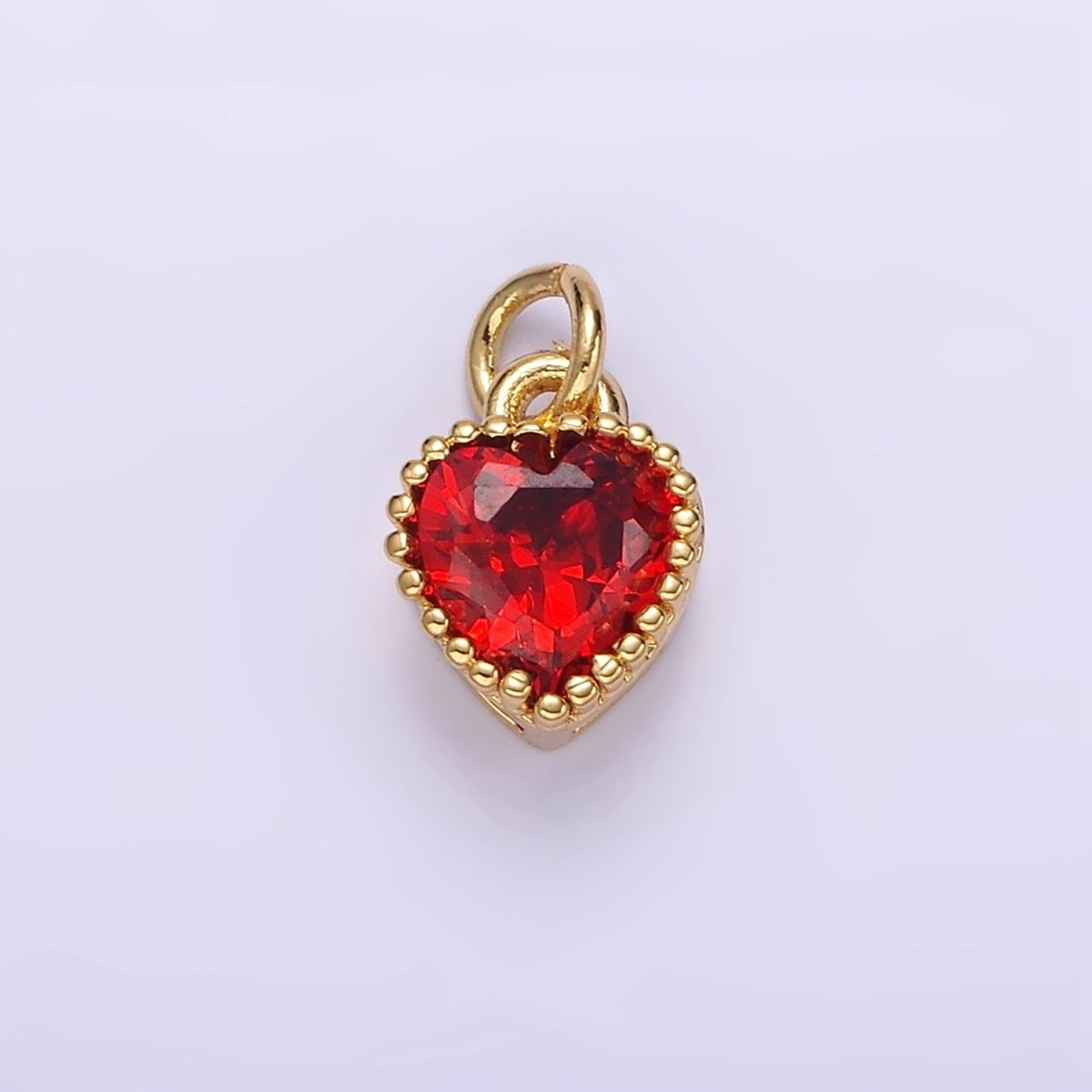 16K Gold Filled Multifaceted Birthstone CZ Heart Personalized Charm | N1056 - N1063 - DLUXCA