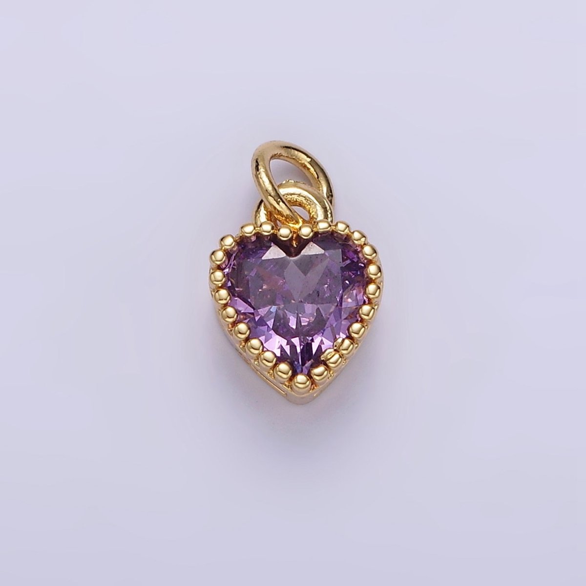 16K Gold Filled Multifaceted Birthstone CZ Heart Personalized Charm | N1056 - N1063 - DLUXCA