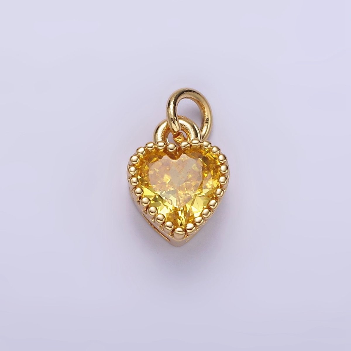 16K Gold Filled Multifaceted Birthstone CZ Heart Personalized Charm | N1056 - N1063 - DLUXCA