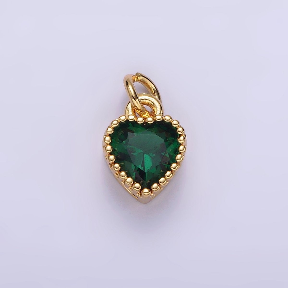 16K Gold Filled Multifaceted Birthstone CZ Heart Personalized Charm | N1056 - N1063 - DLUXCA