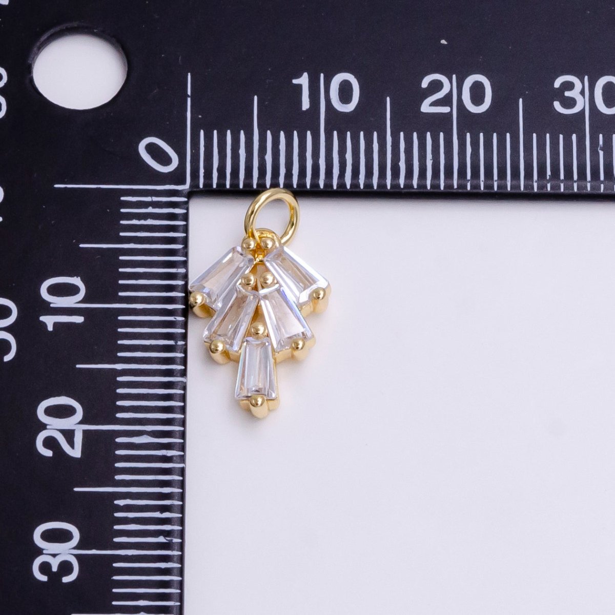 16K Gold Filled Multiple Clear Baguette Mini Drop Add-On Charm | X-019 - DLUXCA