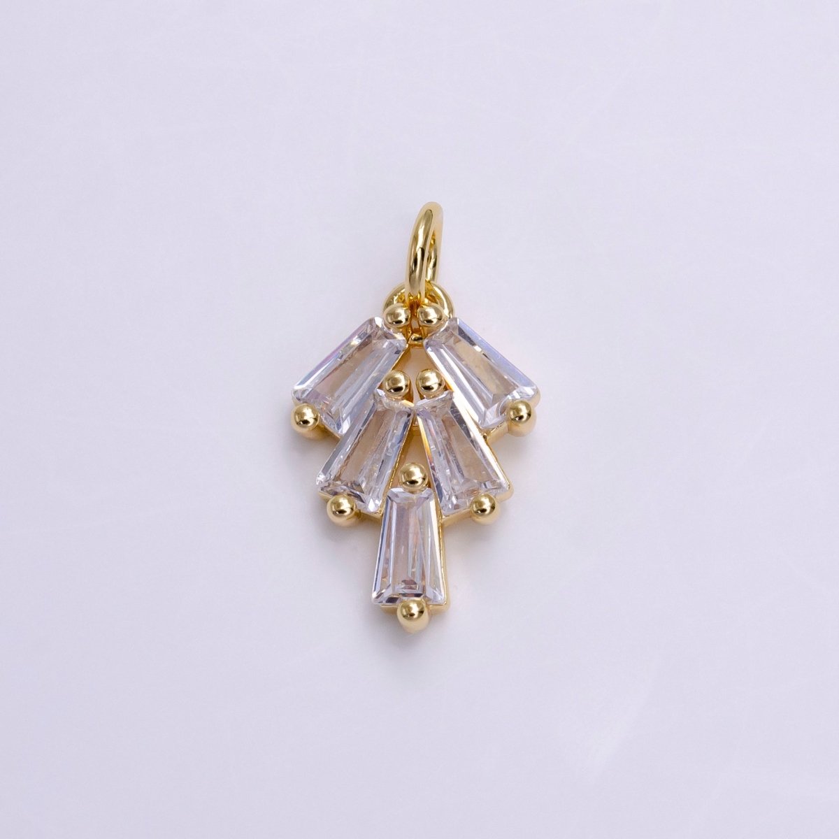 16K Gold Filled Multiple Clear Baguette Mini Drop Add-On Charm | X-019 - DLUXCA