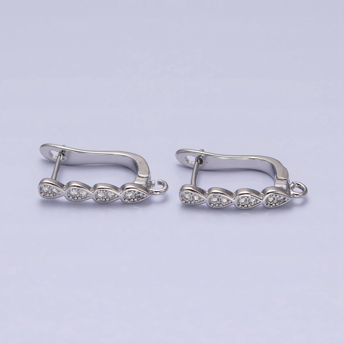 16K Gold Filled Multiple Teardrop Micro Paved English Lock Earrings Supply in Gold & Silver | Z-229 Z-230 - DLUXCA
