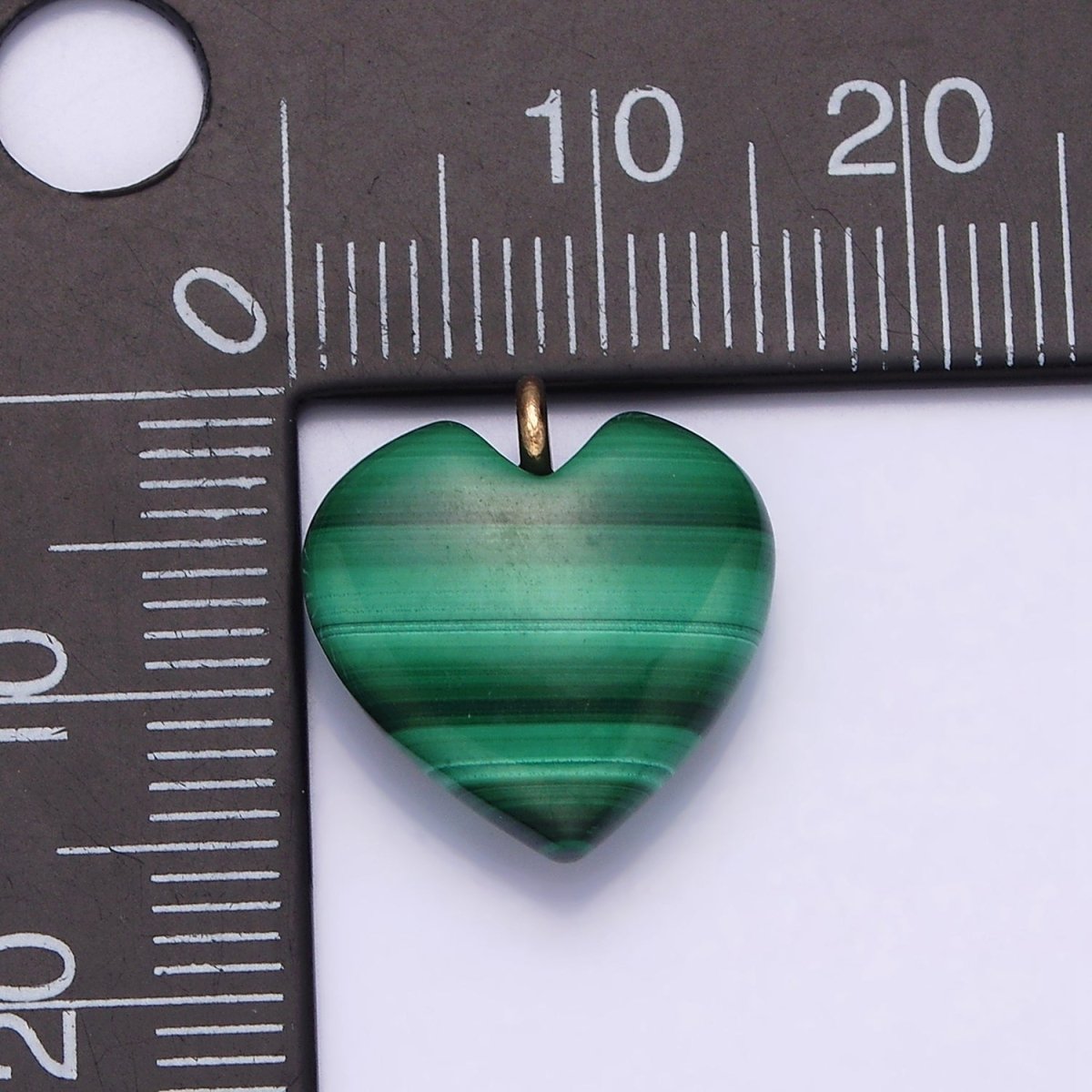 16K Gold Filled Natural Green Malachite Natural Gemstone Heart Charm | AC1368 - DLUXCA