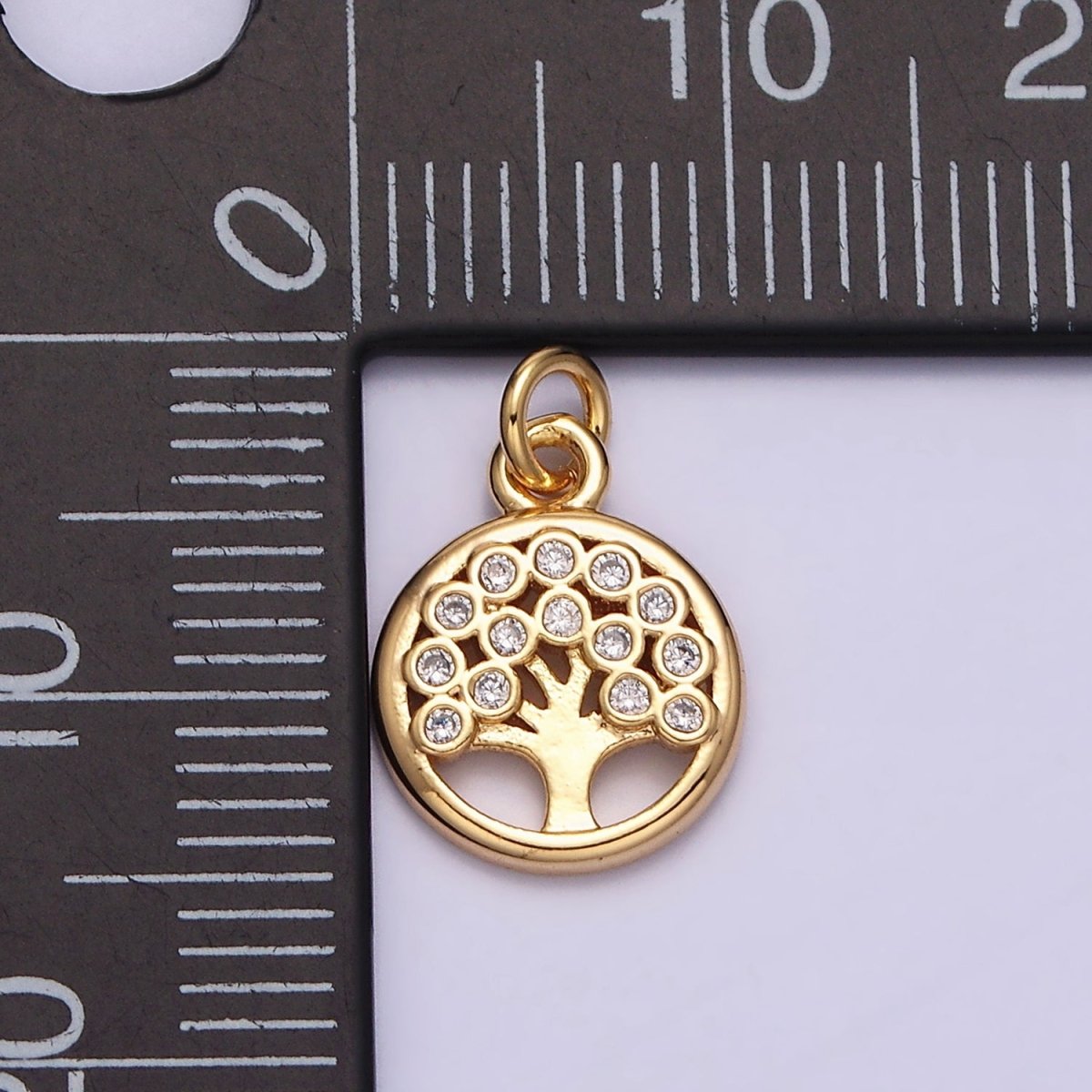 16K Gold Filled Natural Tree CZ 10mm Open Round Charm in Gold & Silver | AC1071 AC1072 - DLUXCA