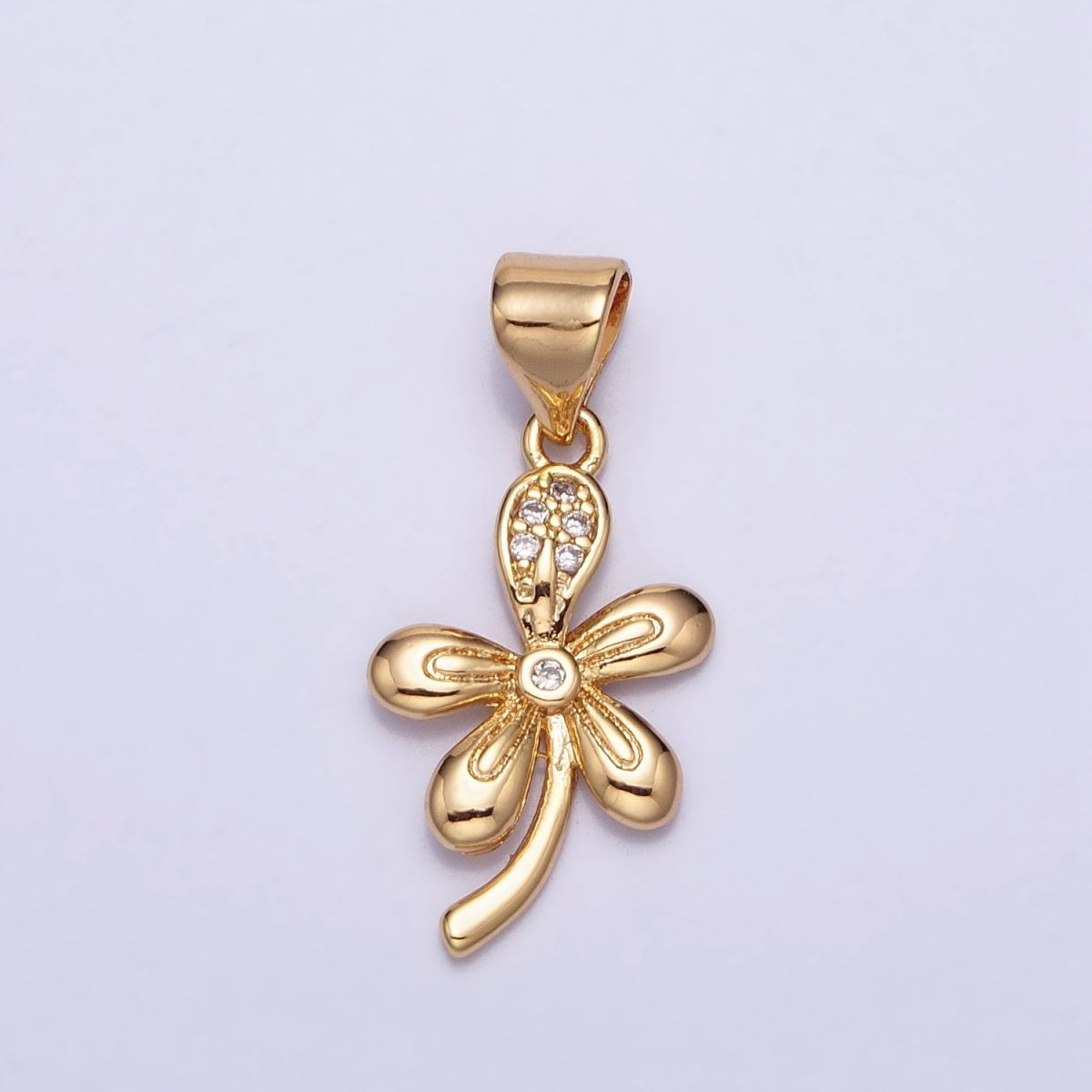 16K Gold Filled Nature Daisy Flower CZ Petal Micro Paved Pendant in Gold & Silver | AA390 AA391 - DLUXCA