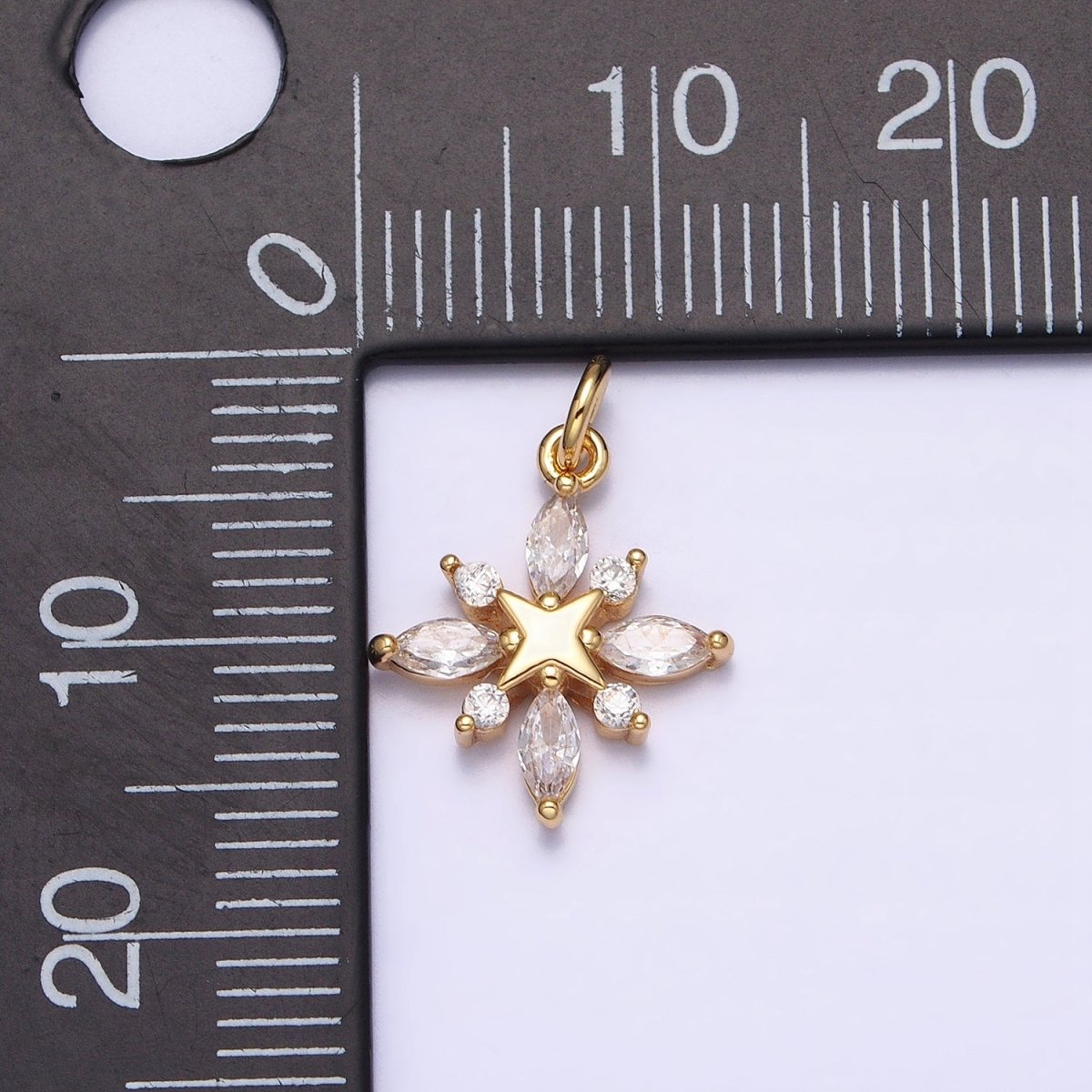 16K Gold Filled North Star Clear Marquise CZ Add-On Celestial Charm in Gold & Silver | AC1241 AC1242 - DLUXCA