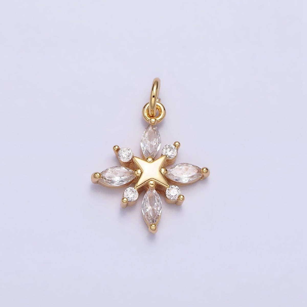 16K Gold Filled North Star Clear Marquise CZ Add-On Celestial Charm in Gold & Silver | AC1241 AC1242 - DLUXCA