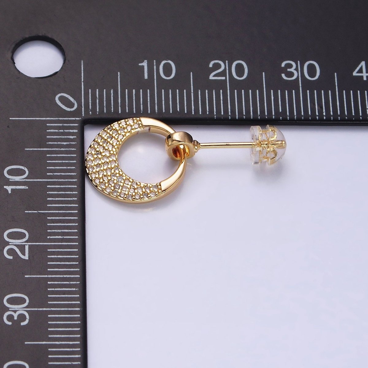 16K Gold Filled Open Micro Paved CZ Round Circle Drop Stud Earrings in Gold & Silver | AD1068 AD1069 - DLUXCA