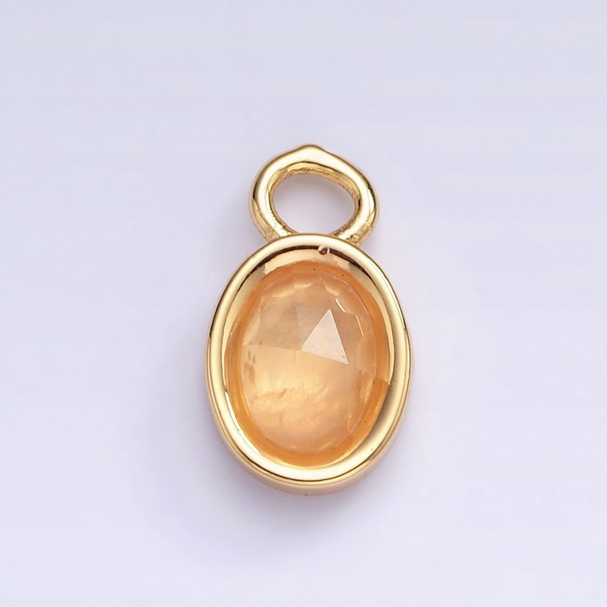 16K Gold Filled Oval Multifaceted Natural Gemstone Personalized Add-On Charm | AC1479 - AC1491 - DLUXCA