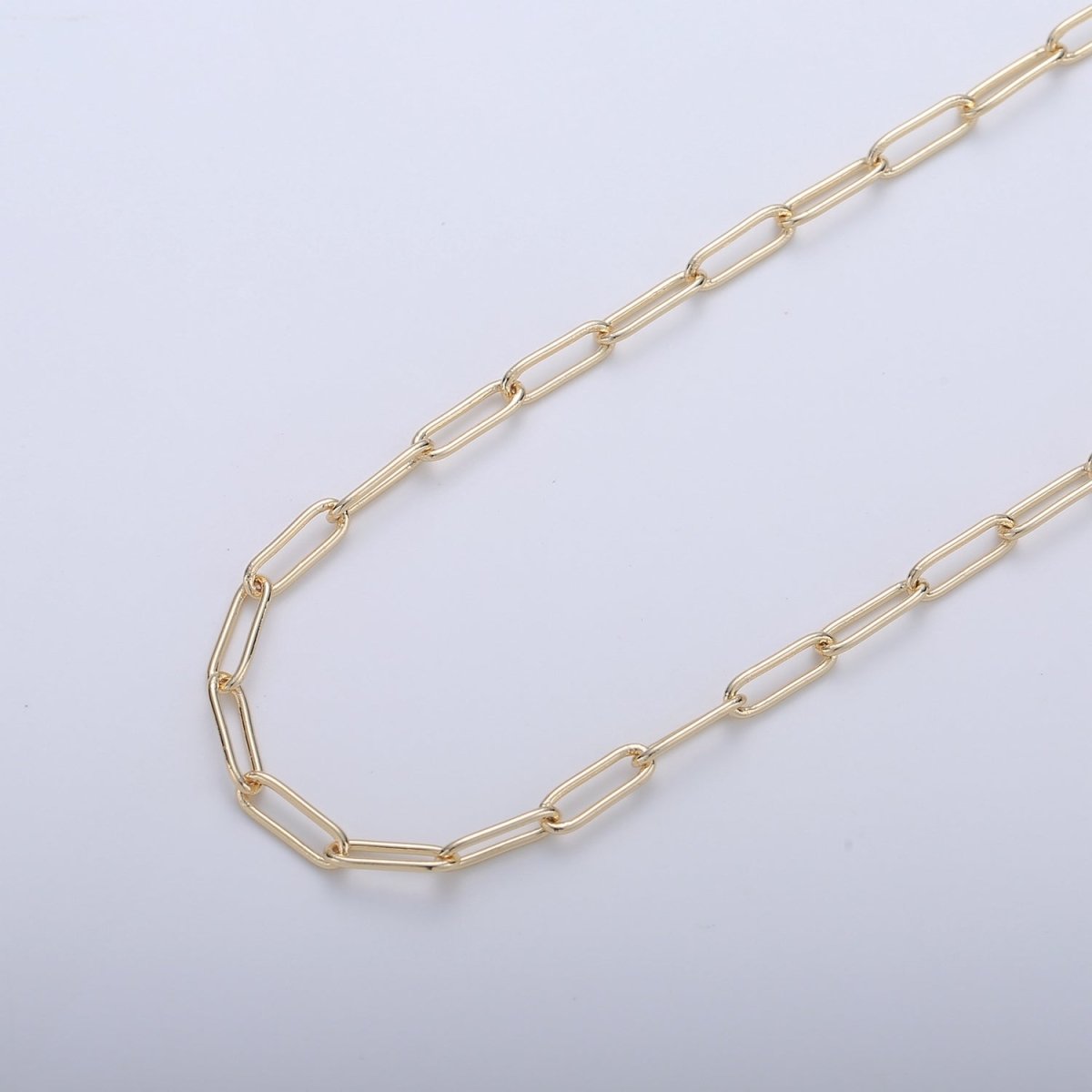 16K Gold Filled PAPER CLIP Chain for Necklace Bracelet Anklet Component Supply by Yard, Oval Link Chain | ROLL-299 Overstock Pricing - DLUXCA