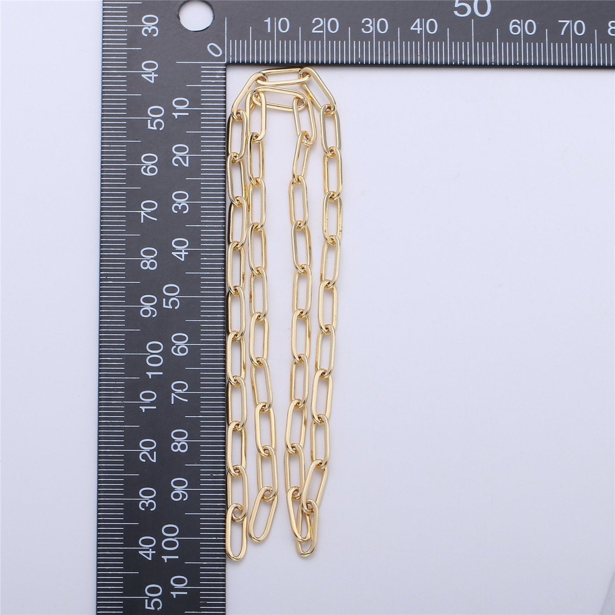 16K Gold Filled Paper Clip Chain Necklace, 2X5mm By Yard, Nickel Free, Unfinished Chain For Jewelry Component Supply | ROLL-255 Clearance Pricing - DLUXCA