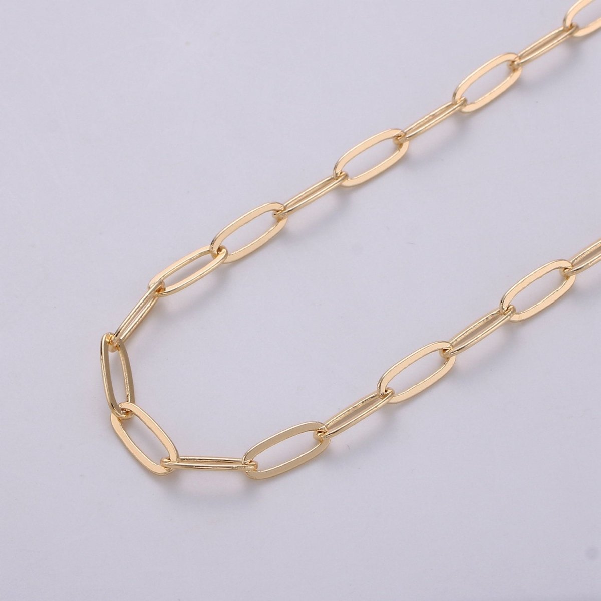 16K Gold Filled Paper Clip Chain Necklace, 9.5 X 4.5mm Oval Paper Clip Chain Sold By Yard, For Necklace Choker Bracelet Anklet Supply Component | ROLL-256 Clearance Pricing - DLUXCA