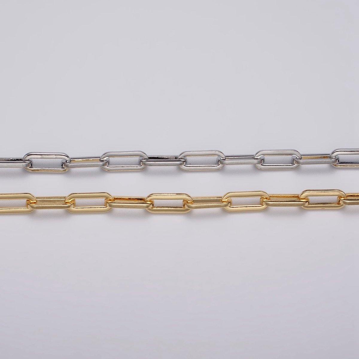 16k Gold Filled PaperClip Unfinished 5.5mm Chain Gold & Silver | ROLL-1149 ROLL-1150 Clearance Pricing - DLUXCA