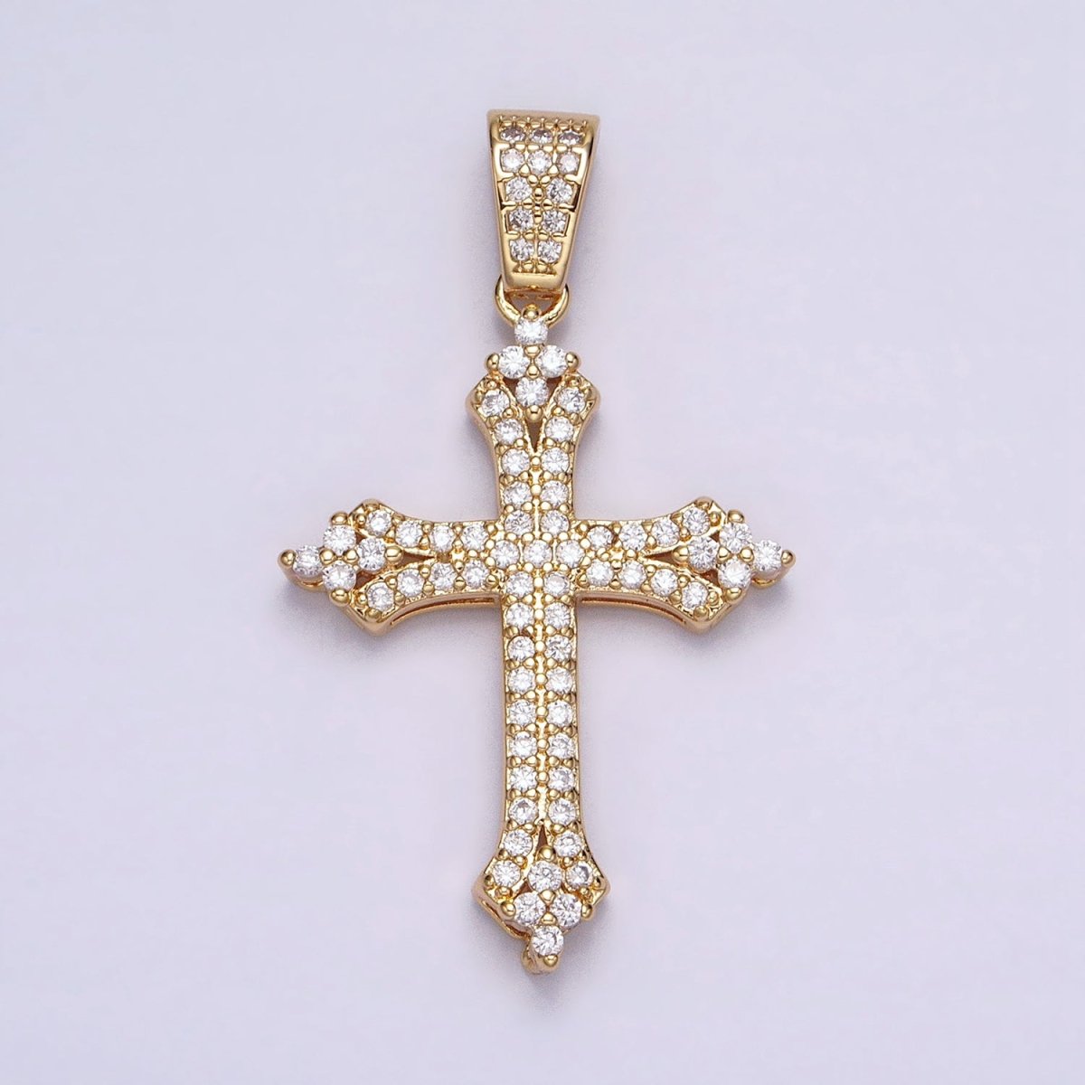 16K Gold Filled Passion Cross Religious Micro Paved CZ Pendant in Gold & Silver | AA-375 AA-376 - DLUXCA