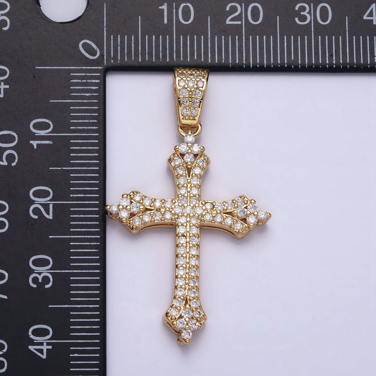 16K Gold Filled Passion Cross Religious Micro Paved CZ Pendant in Gold & Silver | AA-375 AA-376 - DLUXCA