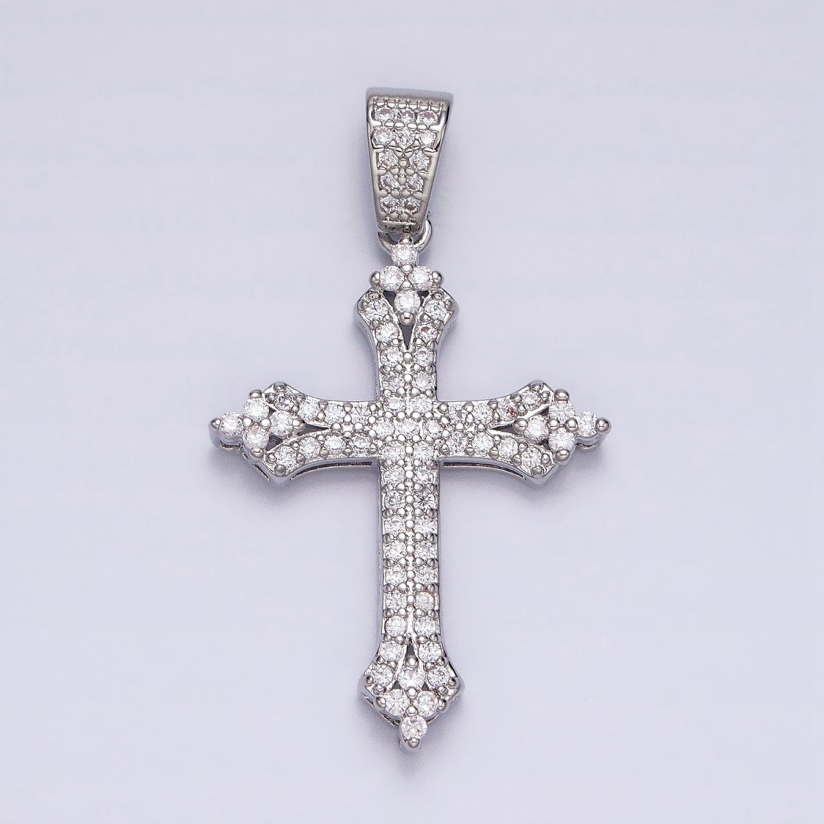 16K Gold Filled Passion Cross Religious Micro Paved CZ Pendant in Gold & Silver | AA-375 AA-376 - DLUXCA