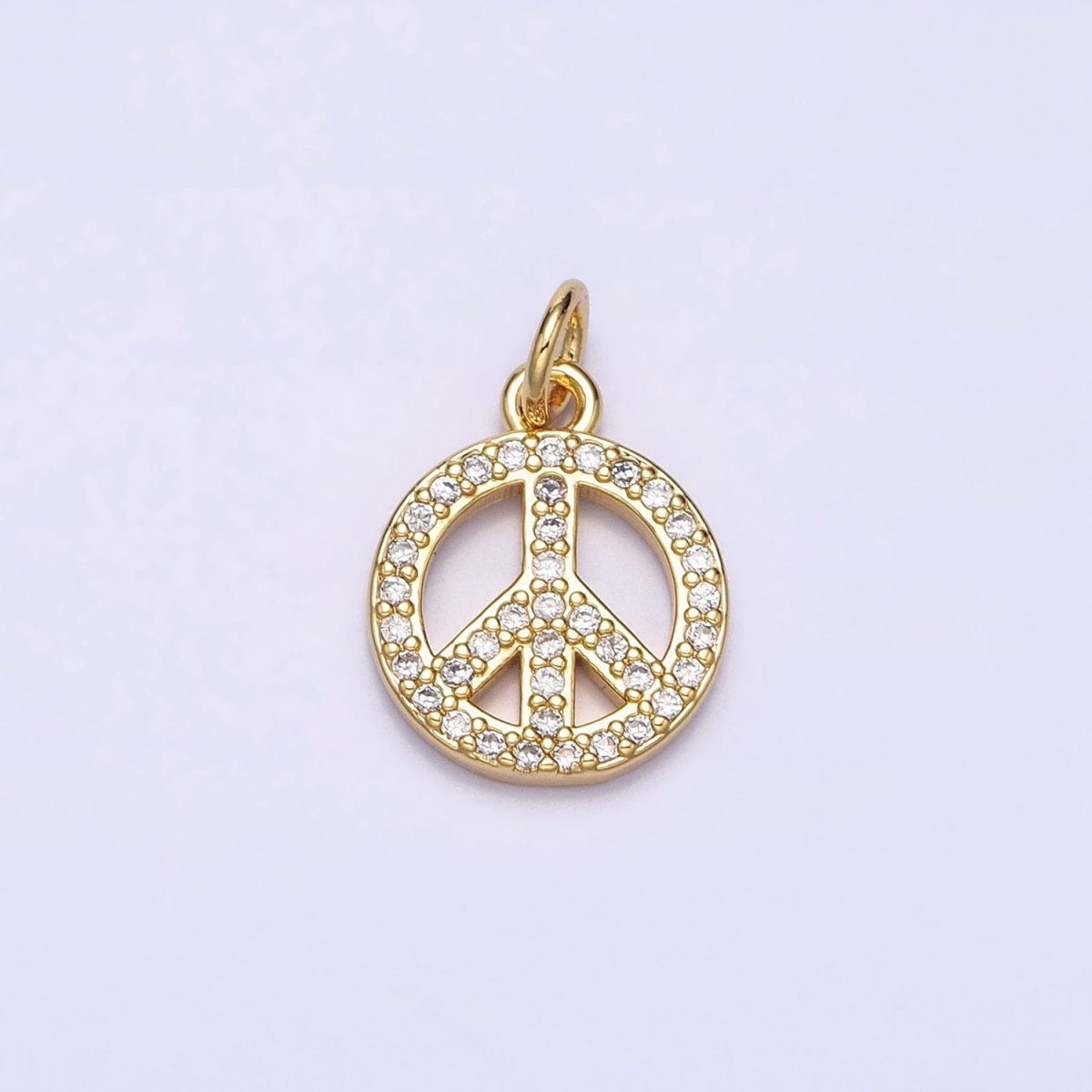 16K Gold Filled Peace Sign Symbol Micro Paved CZ Add-On Charm | AC-1325 - DLUXCA
