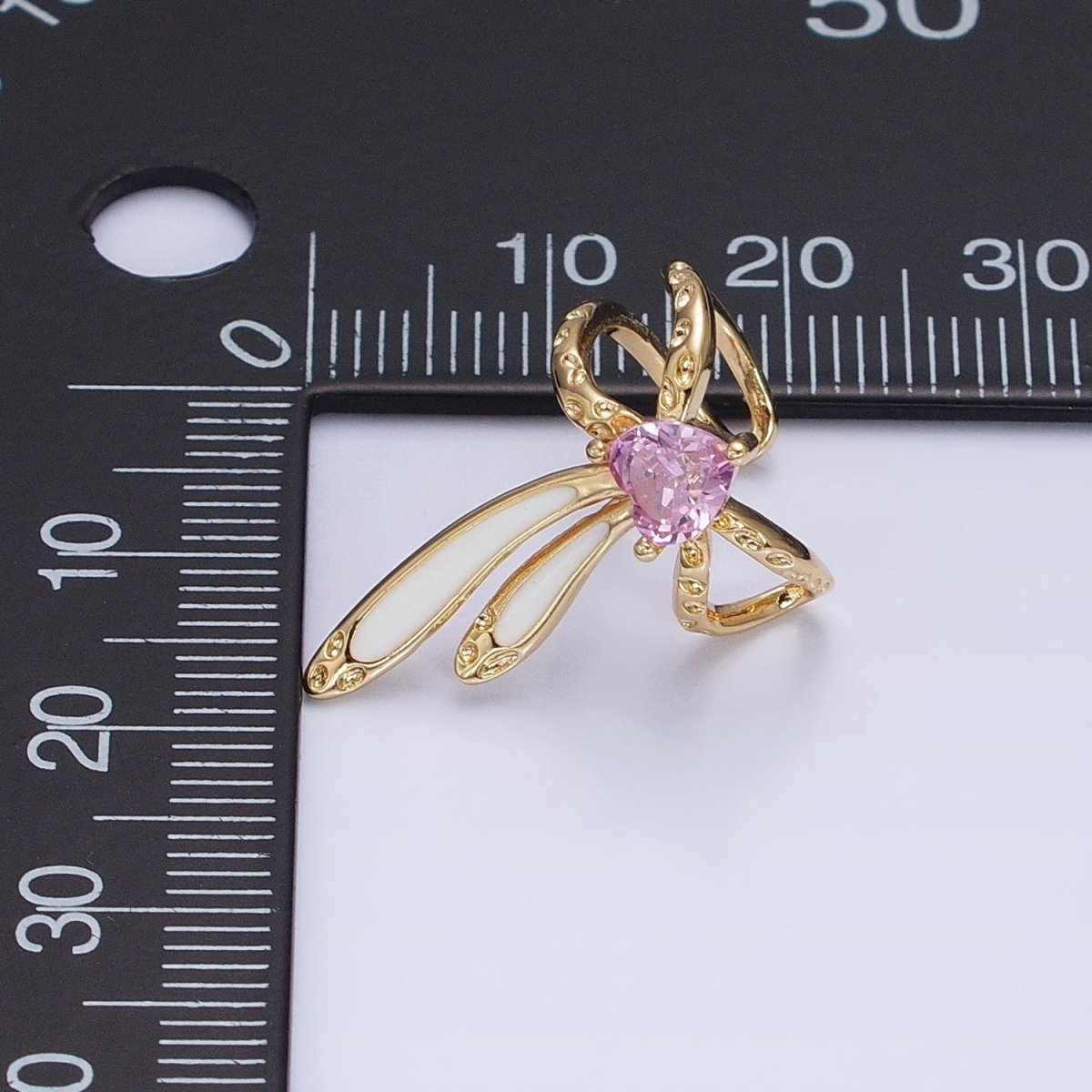 16K Gold Filled Pink CZ Heart White Bunny Ears Hammered Double Band Ear Cuff Earrings in Silver & Gold | AI013 AI014 - DLUXCA