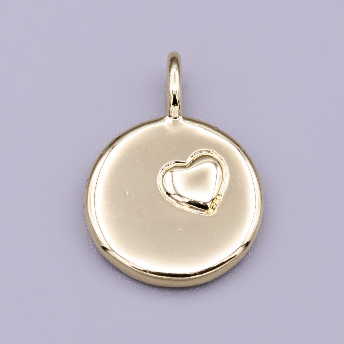 16K Gold Filled Puffed Heart Round Charm in Gold & Silver | AC1181 AC1182 - DLUXCA