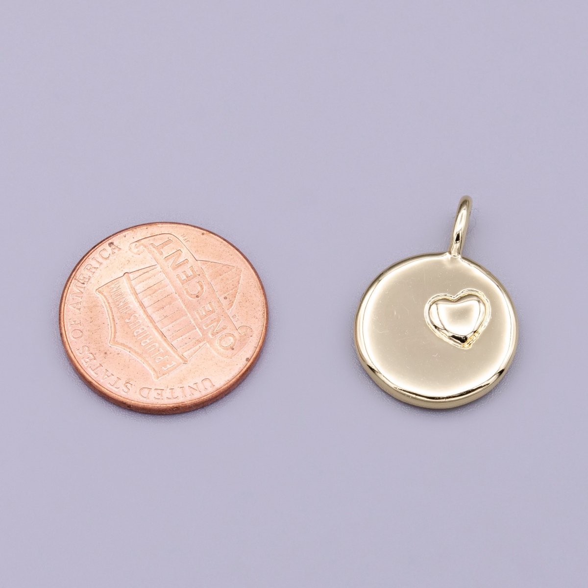 16K Gold Filled Puffed Heart Round Charm in Gold & Silver | AC1181 AC1182 - DLUXCA