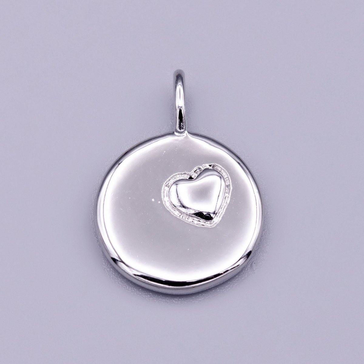 16K Gold Filled Puffed Heart Round Charm in Gold & Silver | AC1181 AC1182 - DLUXCA