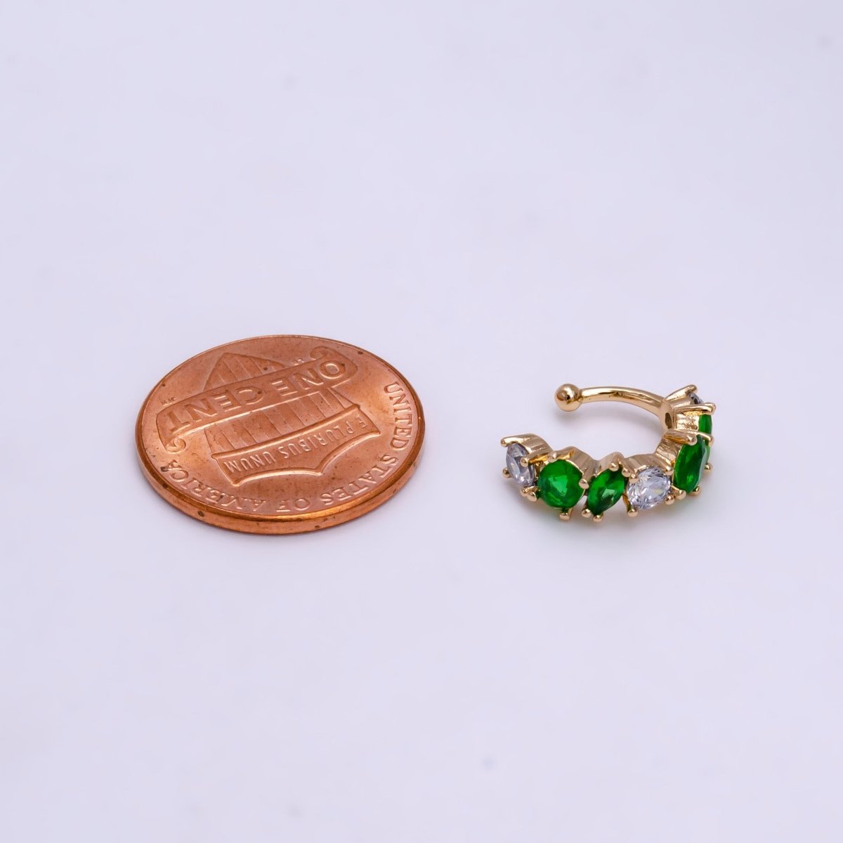 16K Gold Filled Red, Black, Green, Blue, Purple, Pink, Multicolor CZ Lined Ear Cuff Earrings | AI068 - AI074 - DLUXCA