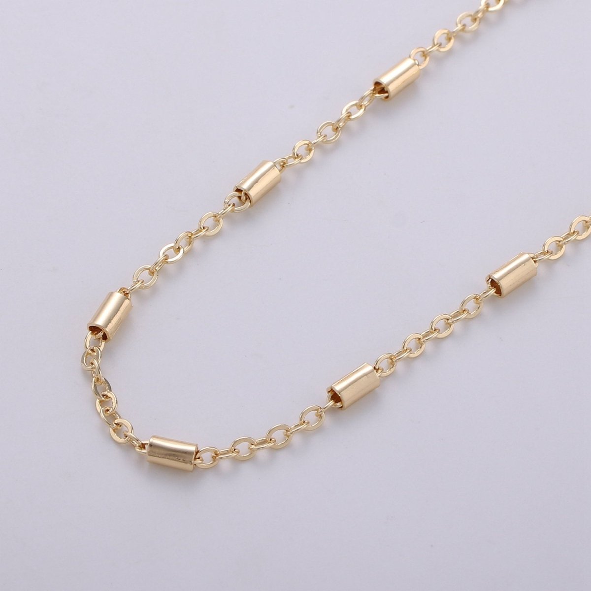 16K Gold Filled Rolo Chain, 4mm Long Tube Chain, Unfinished Rolo Chain For Jewelry, Necklace Bracelet Anklet Supply Component | ROLL-246 - DLUXCA