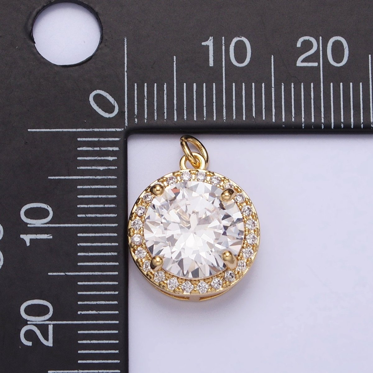 16K Gold Filled Round Clear Micro Paved CZ Add-On Charm in Gold & Silver | AC391 AC392 - DLUXCA