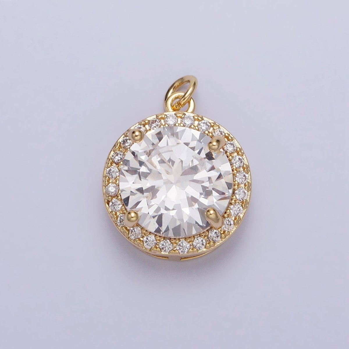 16K Gold Filled Round Clear Micro Paved CZ Add-On Charm in Gold & Silver | AC391 AC392 - DLUXCA