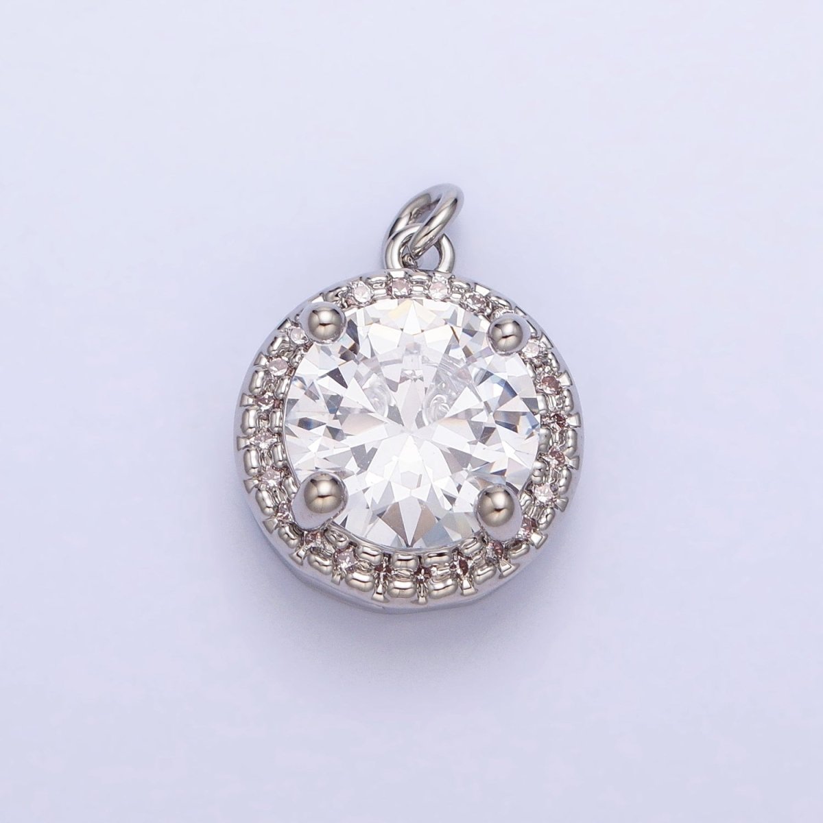 16K Gold Filled Round Clear Micro Paved CZ Add-On Charm in Gold & Silver | AC391 AC392 - DLUXCA