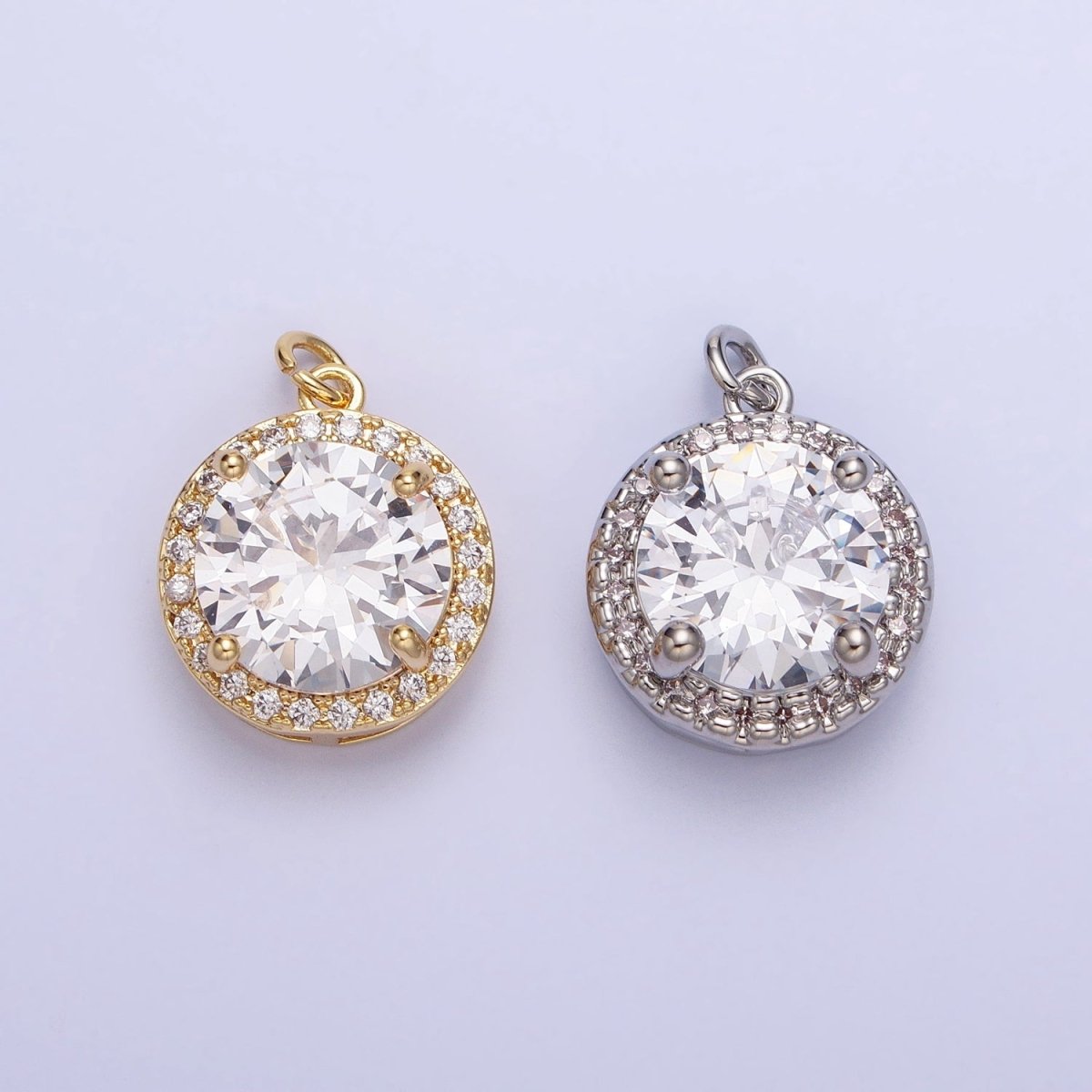 16K Gold Filled Round Clear Micro Paved CZ Add-On Charm in Gold & Silver | AC391 AC392 - DLUXCA