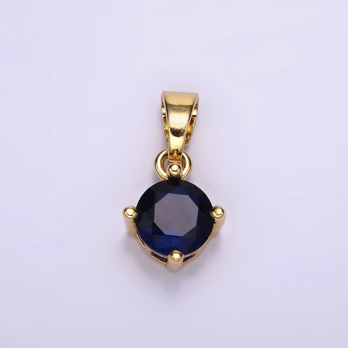 16K Gold Filled Round CZ Birthstone Personalized Solitaire Pendant | N1924 - N1935 - DLUXCA